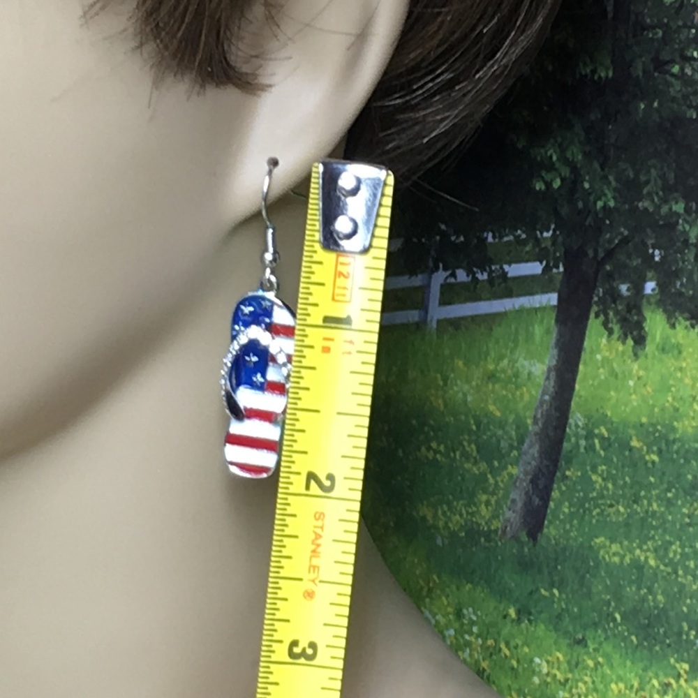 USA Flag Sandal Earrings - Picture 7 of 9